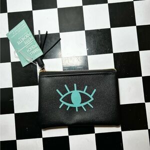 Simple Black Mini Coin purse Bag with Blue Eye Design